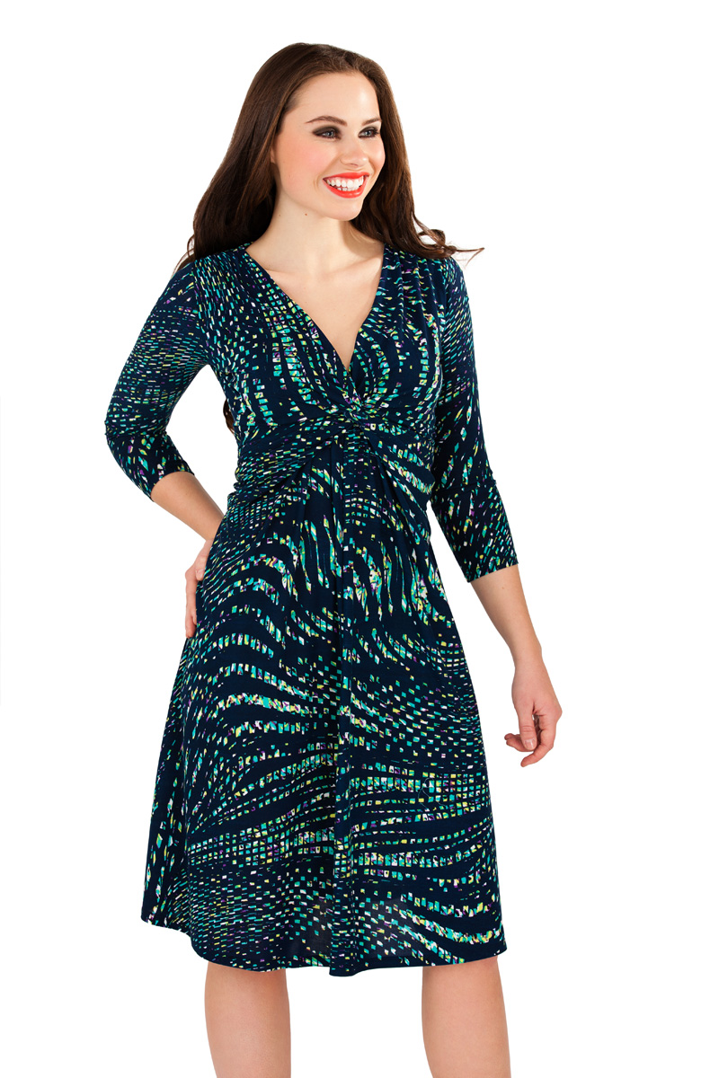 Womens Stretch Dress Knee Mid Length Summer Beach Clothing Ladies Size